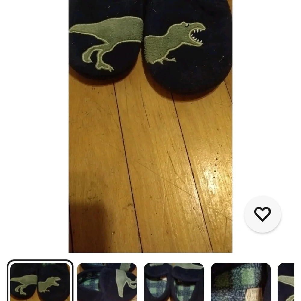 Wonder Nation Kids Dinosaur Slippers - Navy and Green